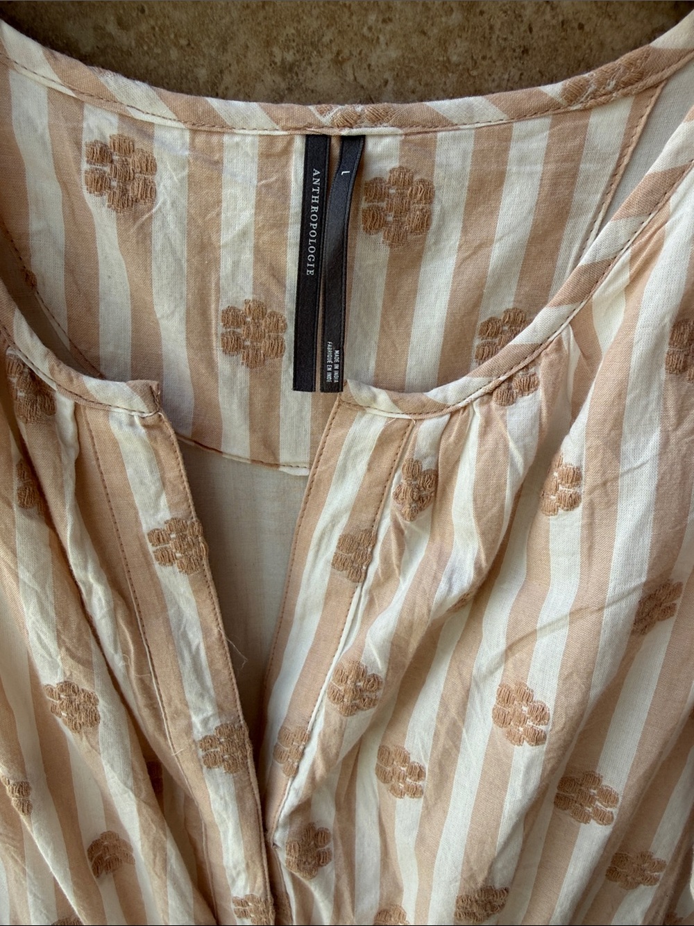 Somerset Maxi Dress Cream Textured Anthropologie Pockets Smocking Tiered Skirt L - Picture 6 of 16